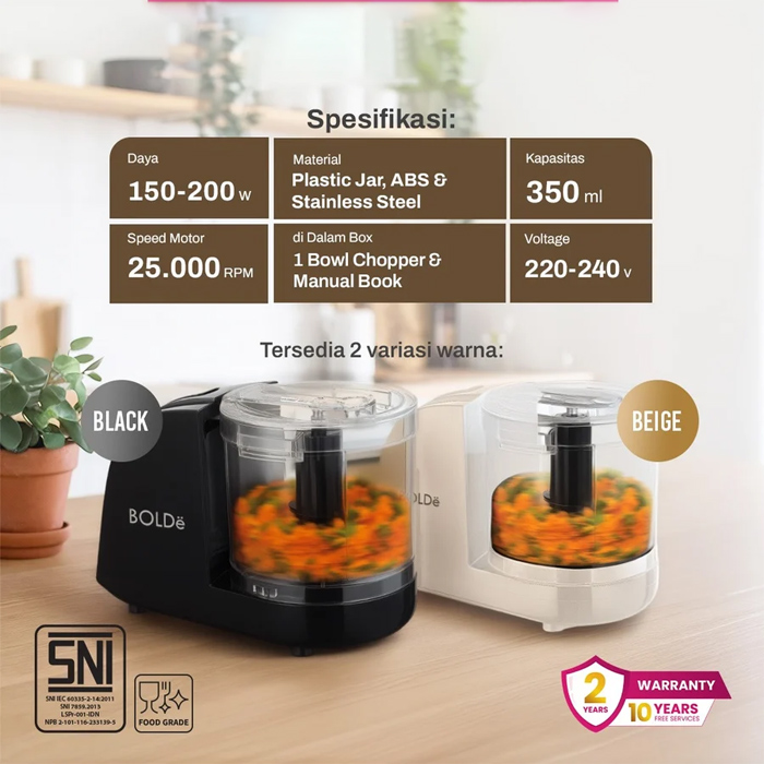 Bolde King Chopper (Food Chopper) Mesin Kuat dan Tahan Panas - Beige
